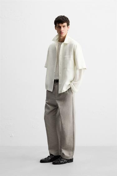 PANTALON REGULAR FIT STRUCTURÉ - Vison de Zara - Image 3