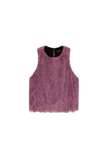 BALLOON TOP WITH FRINGING - Mauve by Zara