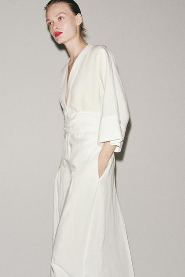 ROBE MI-LONGUE AVEC CEINTURE ZW COLLECTION - Blanc de Zara - Image 3