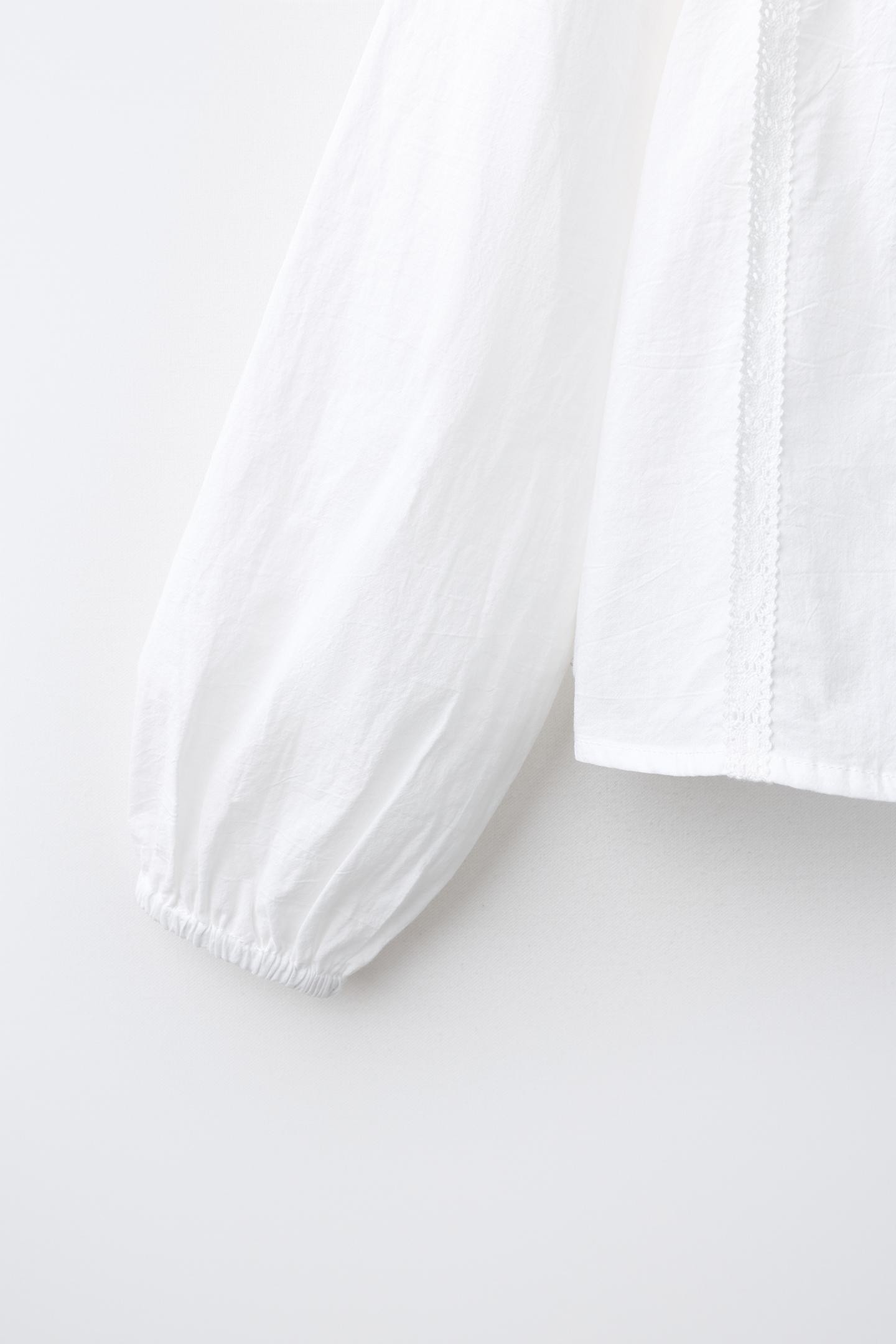 Детская рубашка Zara Peter Pan Collar Pintuck, цвет: Белый — фото 4