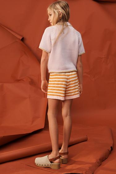 LIMITED EDITION EMBROIDERED FLORAL STRIPED KNIT BERMUDA SHORTS - Orange by Zara - Image 2