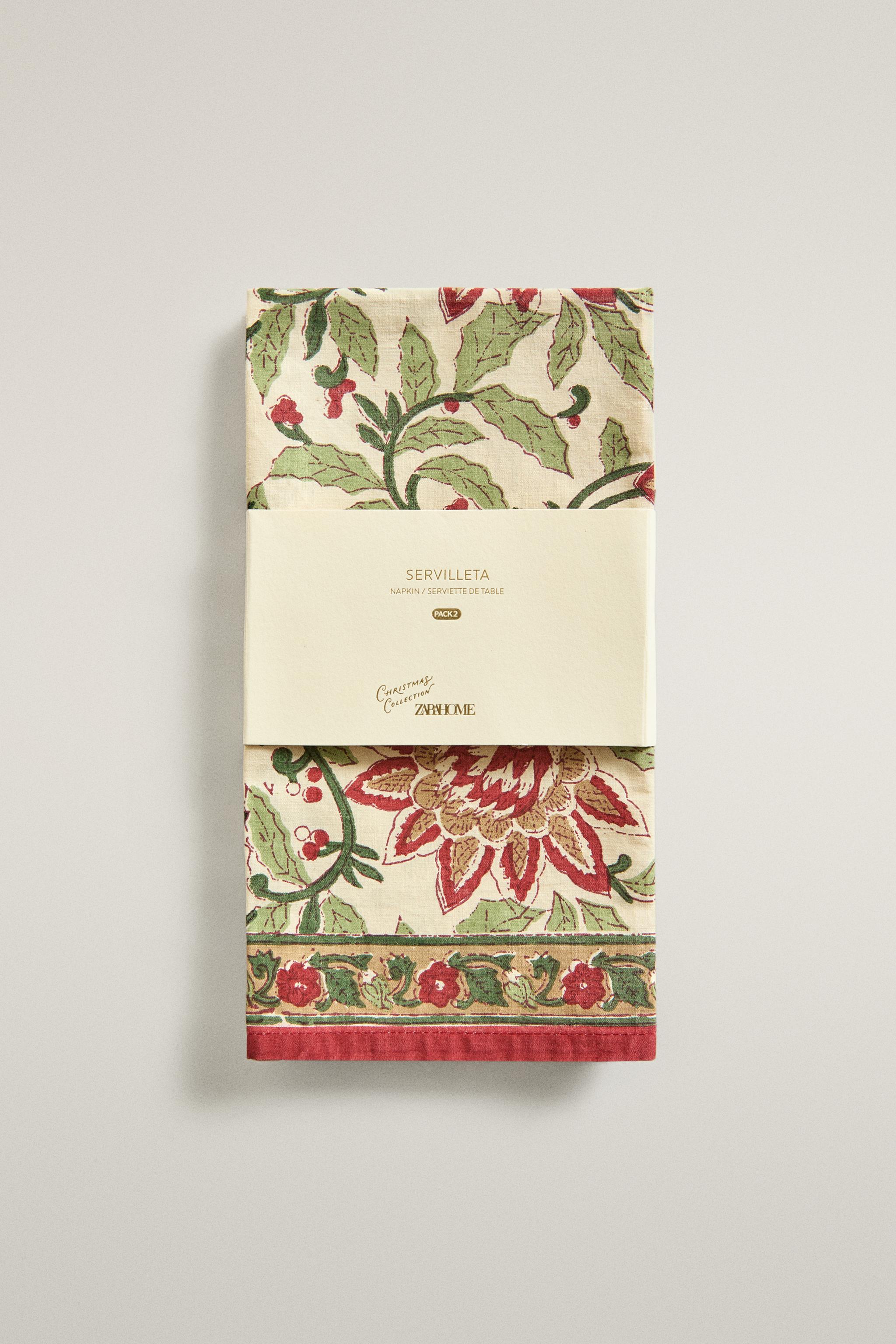 CHRISTMAS POINSETTIA COTTON NAPKINS (PACK OF 2)