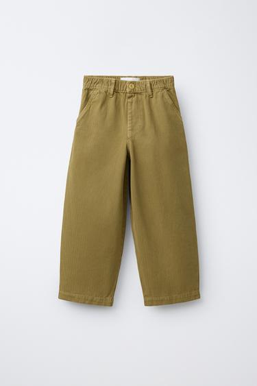 HERRINGBONE BAGGY TROUSERS - Khaki by Zara