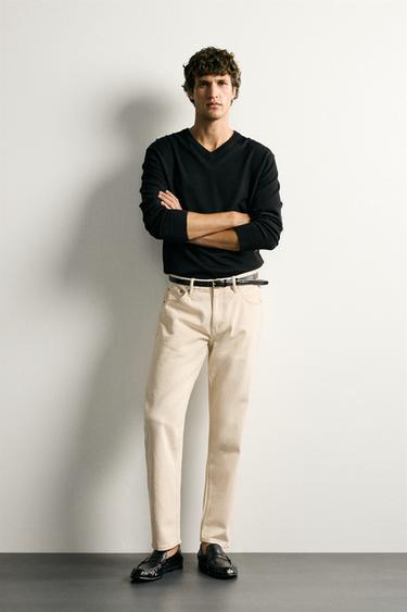 SLIM TAPERED FIT JEANS - Ecru by Zara