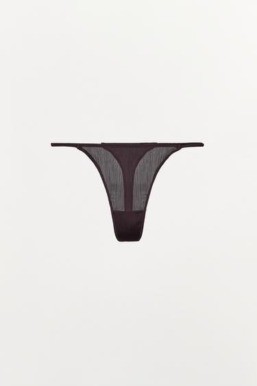 TANGA TEXTURA - Chocolate de Zara
