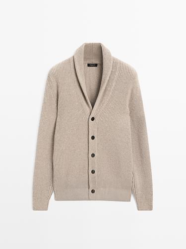 Zara Collared knit cardigan - Beige marl - Image 0