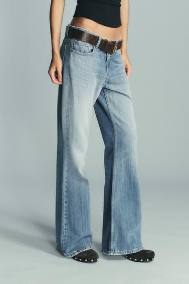 Zara TRF LOW RISE FLARE JEANS - Blue