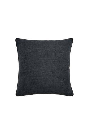 ジュート＆コットン クッションカバーブルーZaraのジュート＆コットン クッションカバー - ブルー 