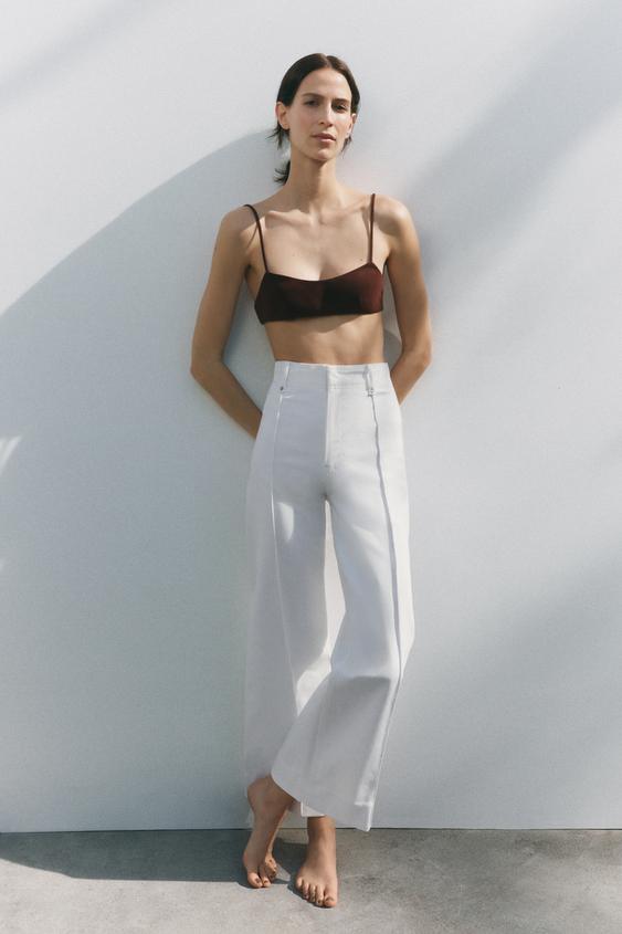 Womens Jeans Pantalones Cropped Flare Zara ZW COLLECTION TAILORED