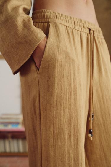 WIDE-LEG TROUSERS WITH DRAWSTRING - Mustard by Zara - Image 2