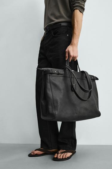 ΔΕΡΜΑΤΙΝΗ ΤΣΑΝΤΑ SHOPPER - Μαύρο του Zara - Εικόνα 0