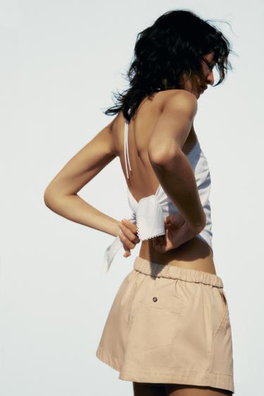 TURN-UP WAIST MINI SHORTS - Beige by Zara - Image 3