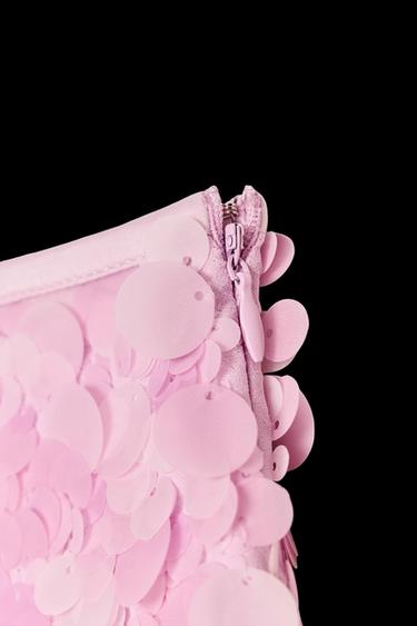 FALDA MINI LENTEJUELAS - Rosa medio de Zara
