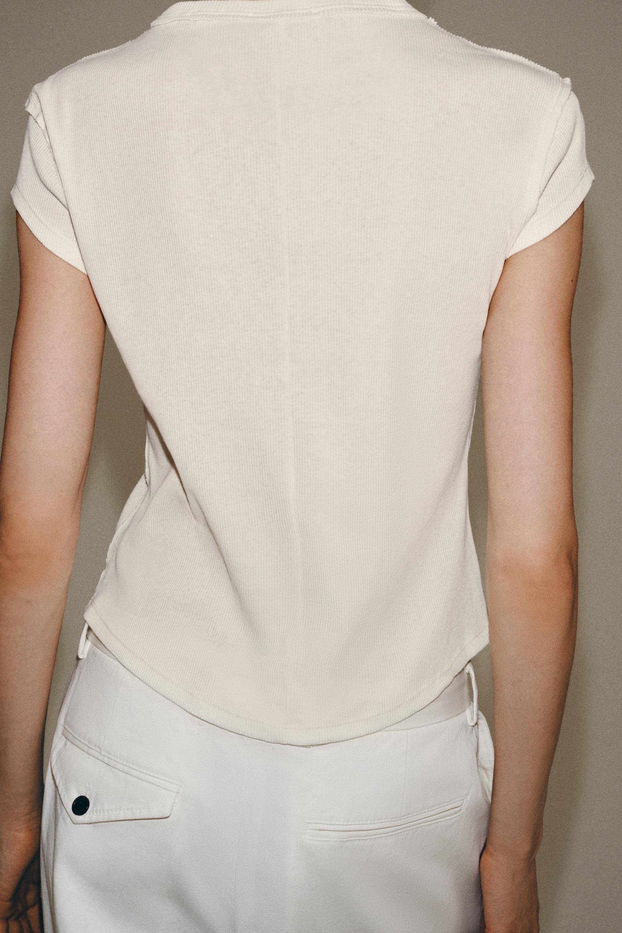 Женские футболки Zara BUTTON PLACKET T-SHIRT — фото 3