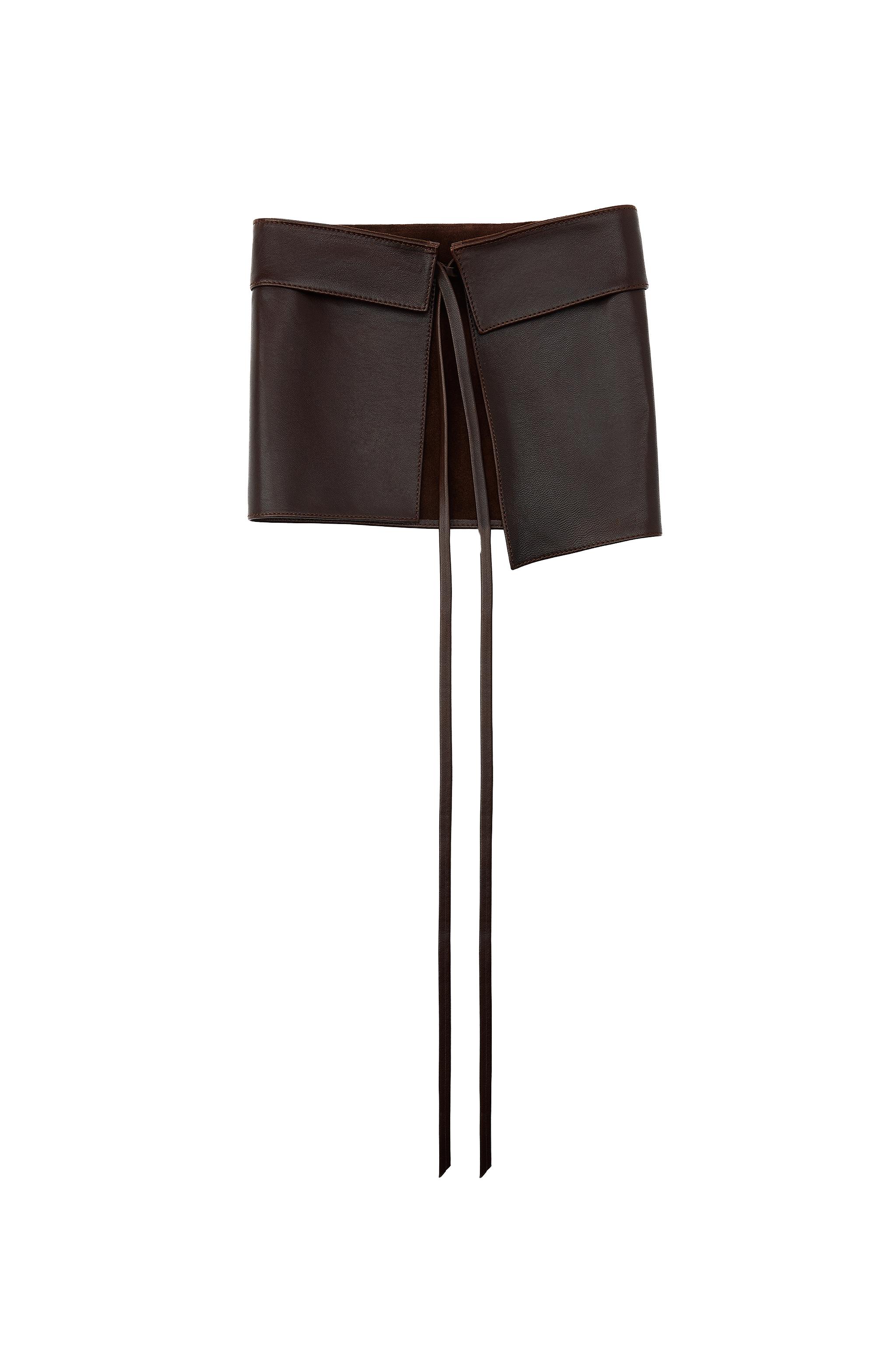 100% LEATHER SKIRT BELT - Brown | ZARA United States display picture 1