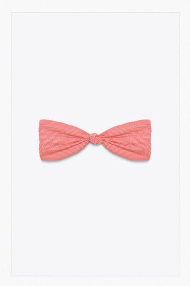 PRUHOVANÝ BIKINOVÝ TOP BANDEAU - Růžová od Zara
