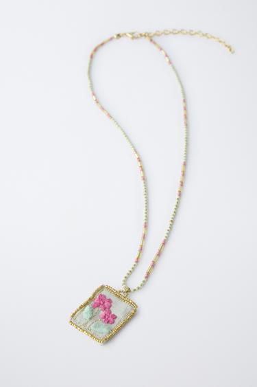 BEADED PENDANT NECKLACE - Sea green by Zara - Image 1