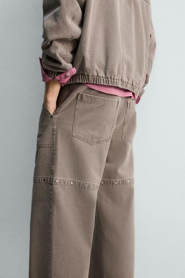 PANTALON DÉCONTRACTÉ À CLOUS - Sable / Chiné de Zara - Image 6