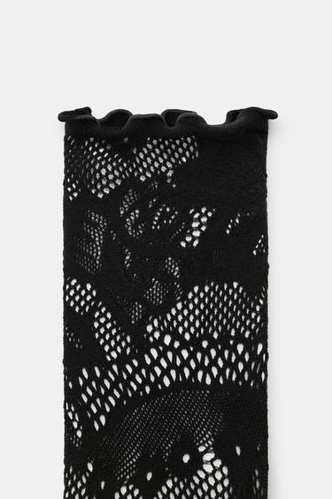 CHAUSSETTES SANS COUTURE EN DENTELLE - Noir de Zara - Image 3