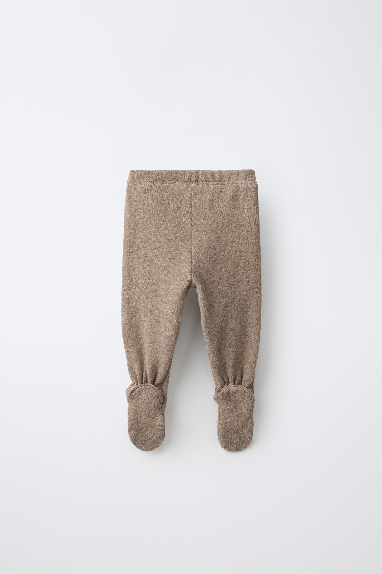 WARM FOOTED LEGGINGS — Brown