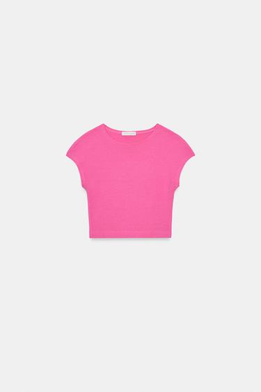 CROPPED SHORT SLEEVE T-SHIRT - Fuchsia by Zara - Image 4
