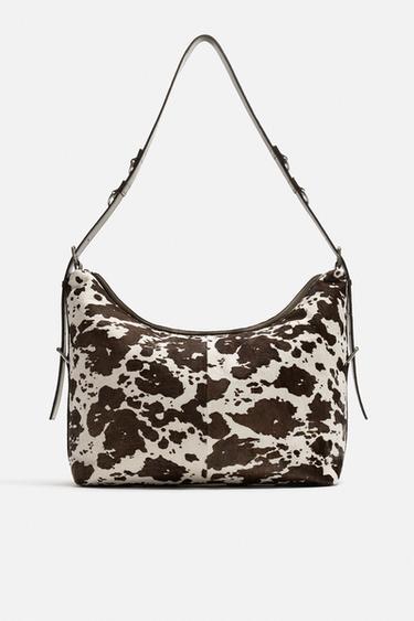 Zara ANIMAL PRINT LEATHER SHOPPER BAG - Multi-color