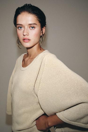 OVERSIZED KNIT JUMPER - Mid-ecru by Zara