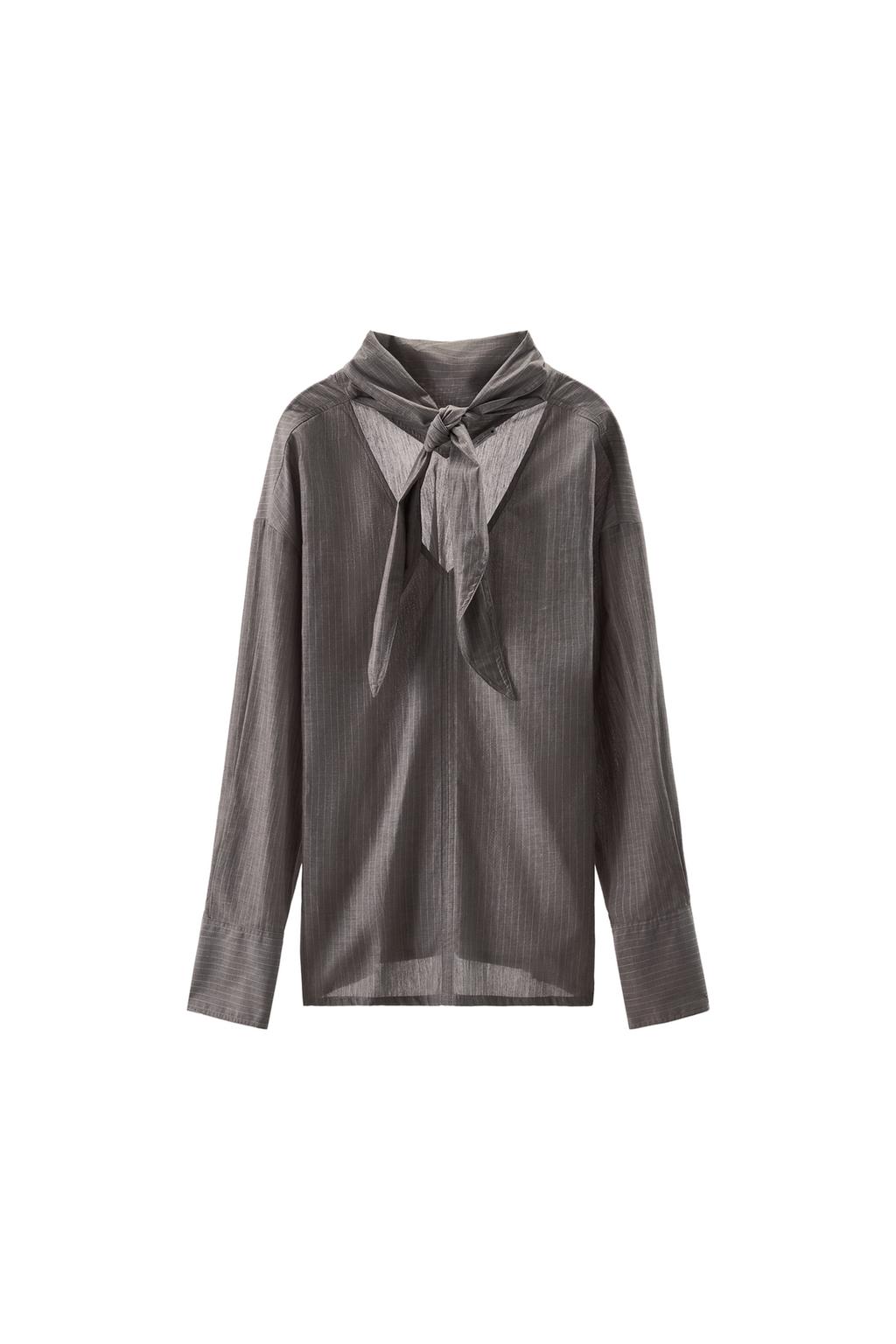 STRIPED SHIRT WITH BOW - image 3