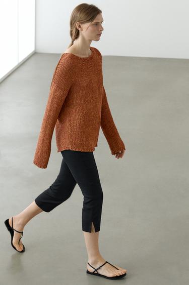 Zara Cotton blend cutwork sweater - Burnt orange