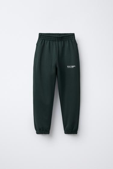TEXT PRINT JOGGING TROUSERS - Dark bottle green by Zara
