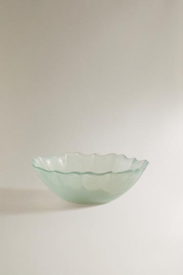 SCALLOPED GLASS BOWL - Sea green by Zara - Image 0