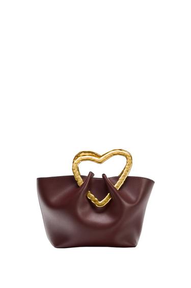 BUCKET BAG WITH METAL HANDLE - Burgundy Red by Zara