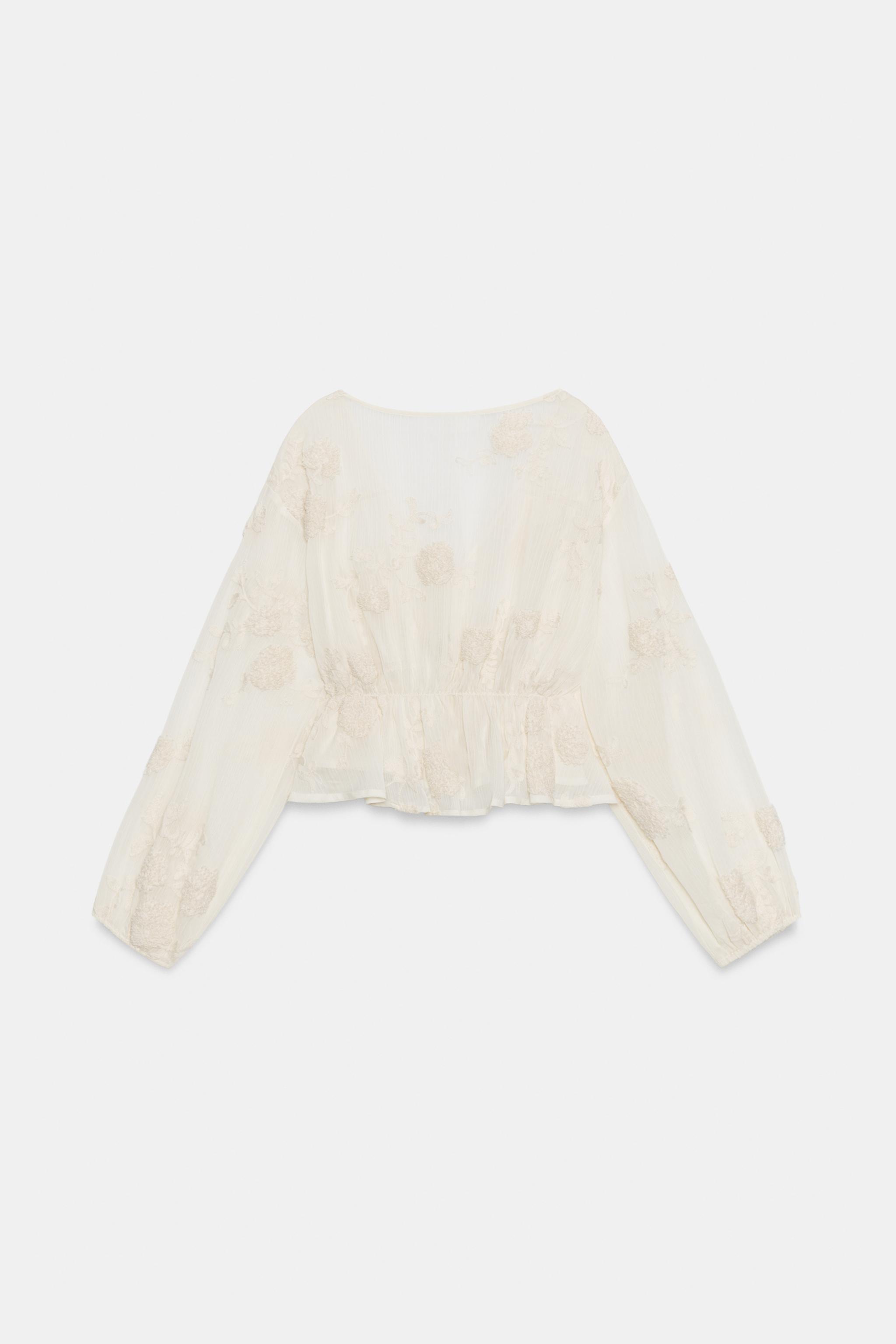 EMBROIDERED SHEER BLOUSE