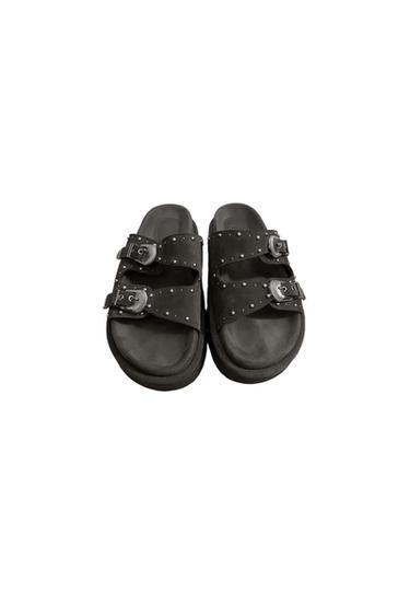 CHUNKY SLIDE SANDALS WITH SILVER BUCKLE DETAILS