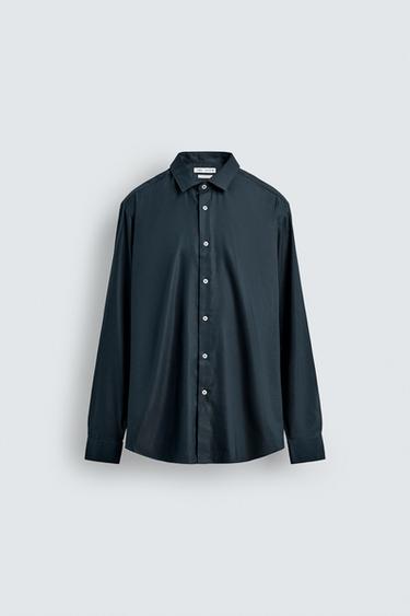 CAMISA SLIM FIT ESTRUTURADA - Azul-marinho da Zara