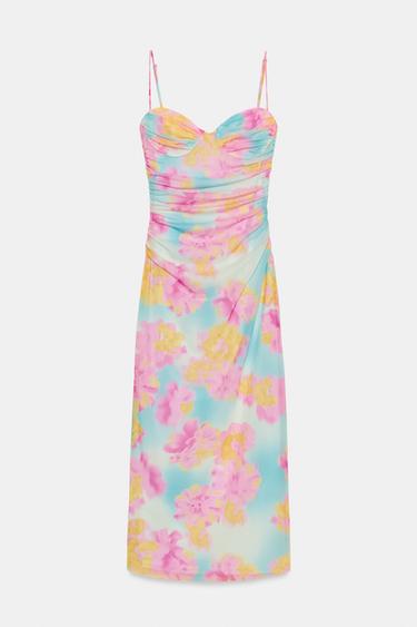 PRINTED TULLE MIDI DRESS - only one by Zara - Image 3