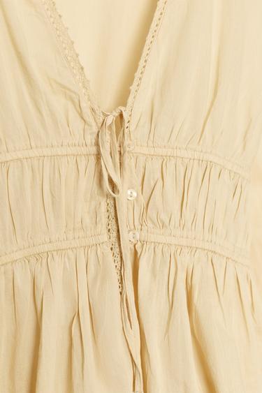 CHEMISE GAZE BRODERIES - Ocre de Zara - Image 5