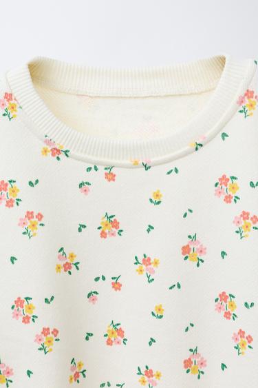 PRINTED FLARE RIB SWEATSHIRT AND LEGGINGS SET - Ecru by Zara - Image 2