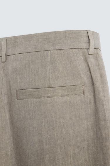 100% WASHED LINEN SUIT TROUSERS - Mink by Zara - Image 9