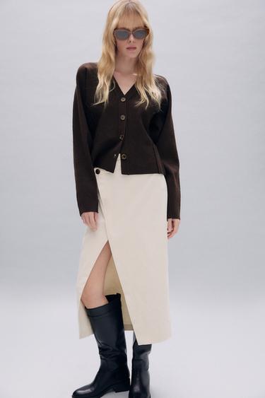 FALDA CRUZADA MIDI - Crudo de Zara