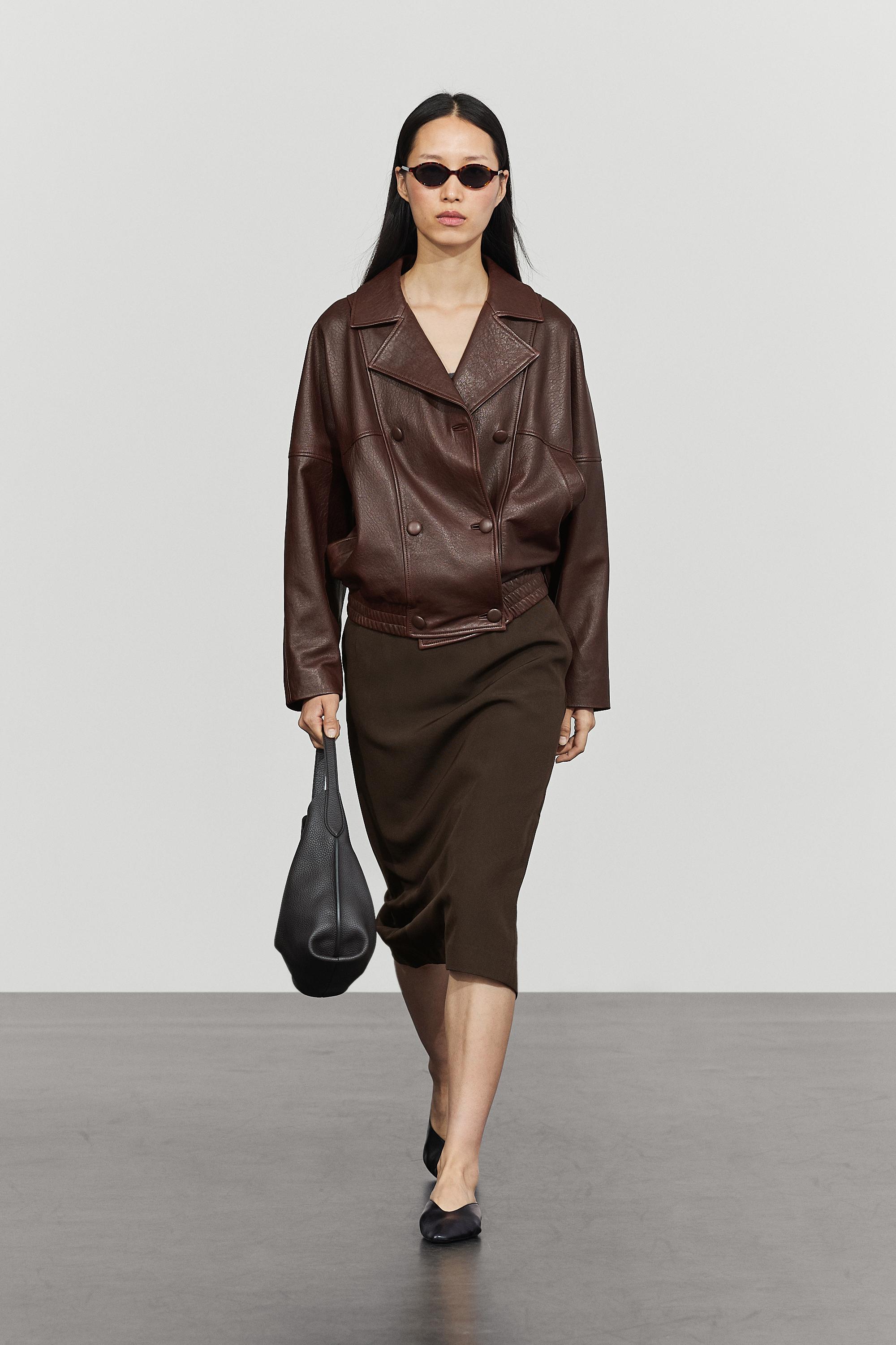 Nappa leather bomber jacket — Brown