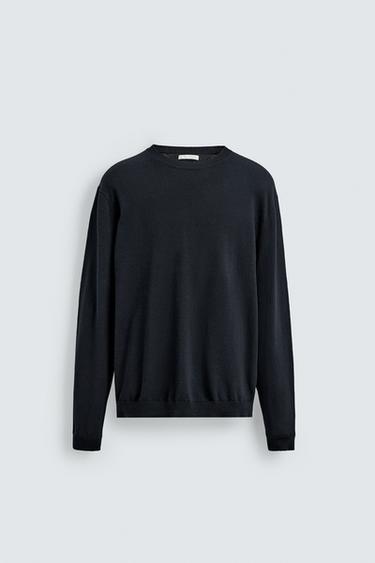 REGULAR FIT COTTON - LINEN JUMPER - Dark navy by Zara