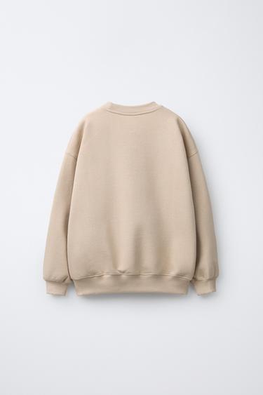 SWEAT AVEC PIÈCE BRODÉE - Beige de Zara - Image 1