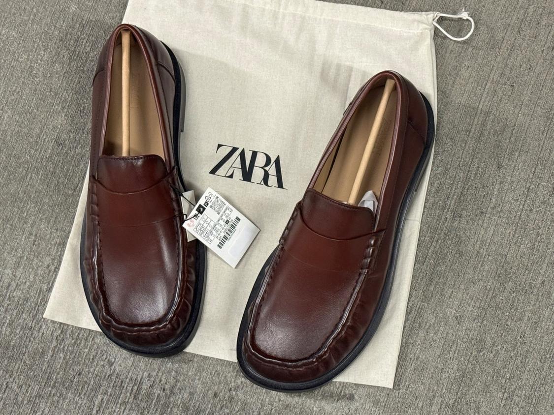 CRINKLED TOE BOX BROWN LEATHER LOAFERS SIZE US 11 NWT - Image 2