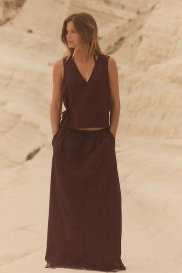 TOP GILET EFFET PLISSÉ - Bordeaux de Zara