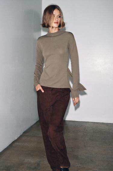 KNIT TOP WITH TIE BACK - Mink by Zara - Image 2
