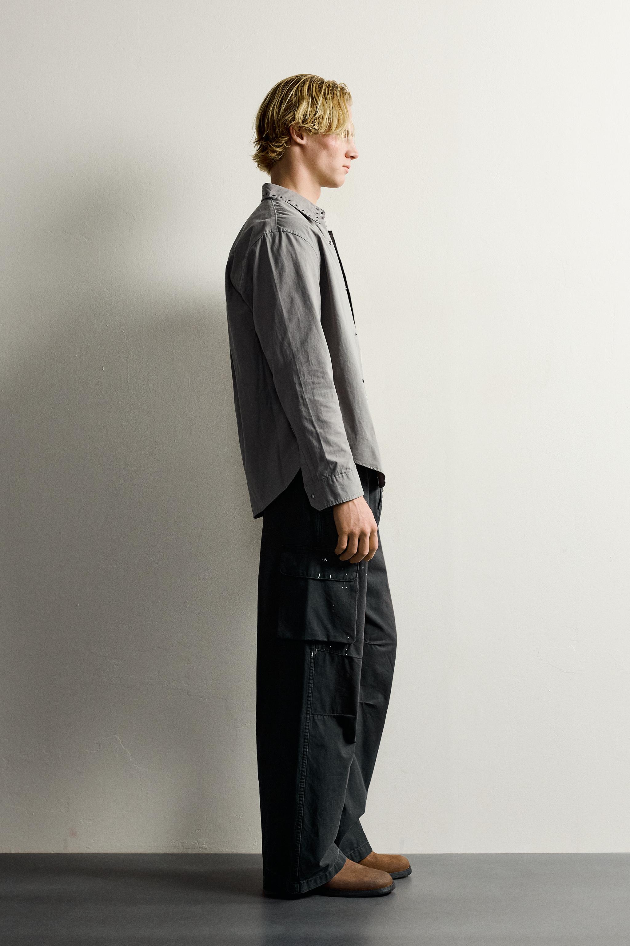 CHEMISE RELAXED FIT ŒILLETS MÉTALLIQUES