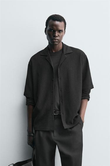 TEXTURED RELAXED FIT SHIRT - Black by Zara