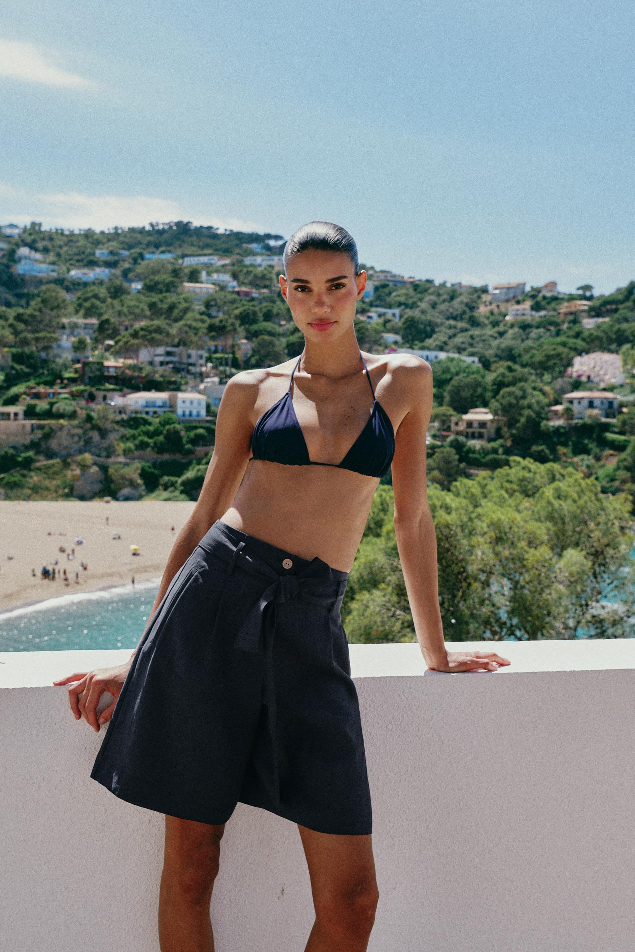Zara Kuşak Kemerli Bermuda görsel 5