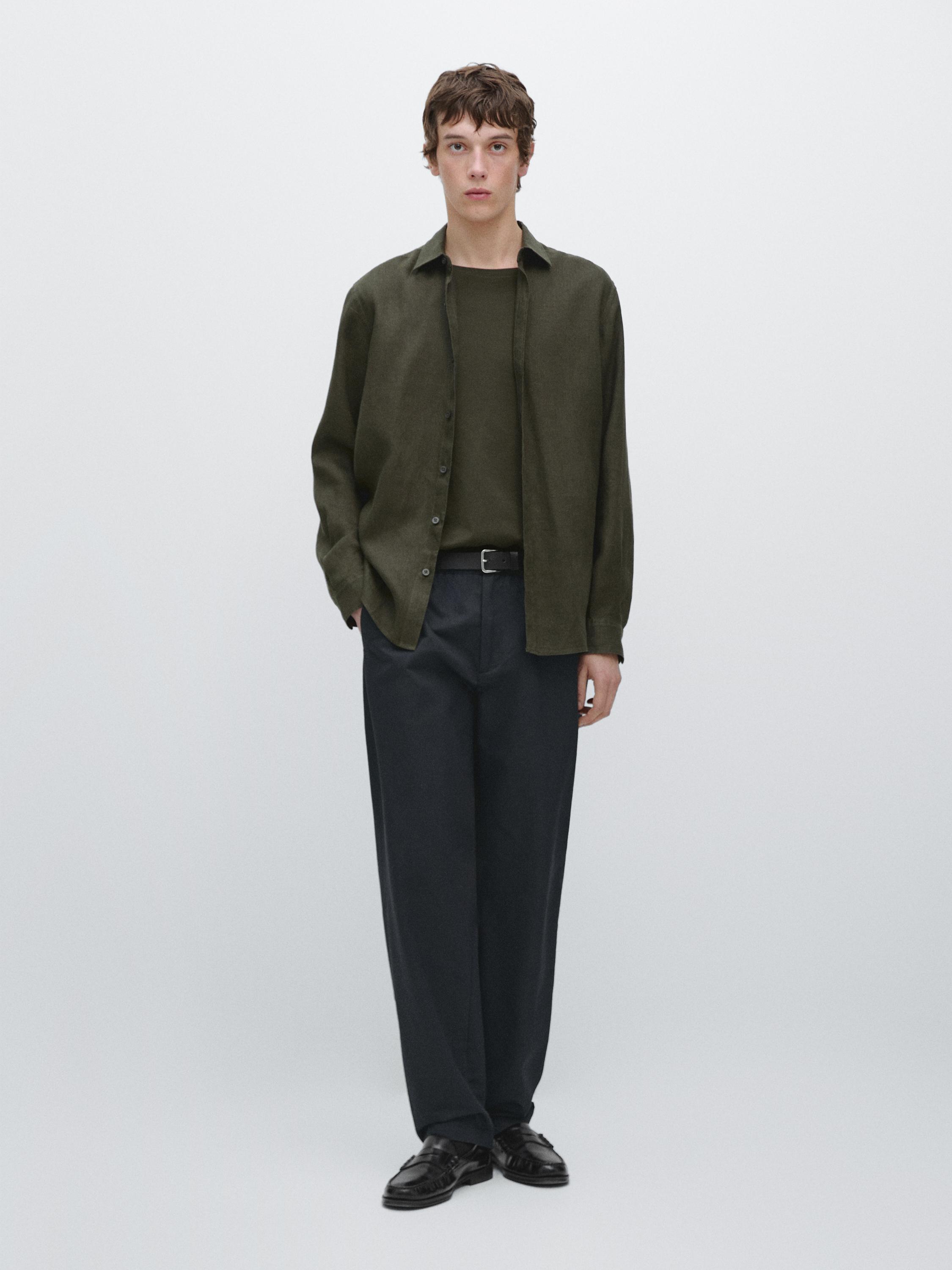 Cotton linen jogger fit pants